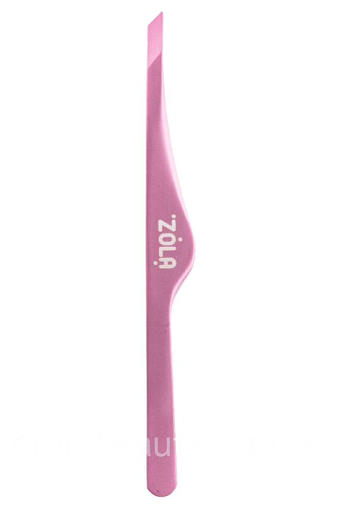 ZOLA Пінцет скошений професійний для брів LIGHT PINK