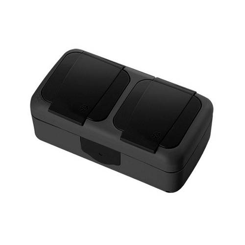 Розетка накладная двойная с крышкой Palmiye черный Viko IP 54 (ID ...