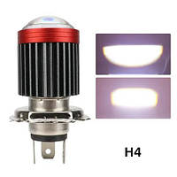 LED лампа DC H4 лінза ближнє-дальнє світло для мотоциклiв та авто світлодіодні 1шт