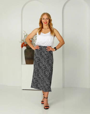 Спідниця літня жіноча трапеція "Альбіна" в чорно-білому кольорі із софтової тканини розміри від 44 до 52, фото 1