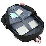 Чорний шкільний рюкзак для дівчат 45 см з USB портом для дітей і підлітків у школу 5-11 клас і студентів водонепроникний, фото 4