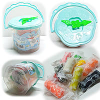 Моделін в відрі / 12 кольорів / маса для ліплення (пластилін-тісто) / №2011 - блакитний