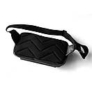 Поясна сумка (бананка) SHADOW через плече з еко шкіри гладкою чорна, фото 2