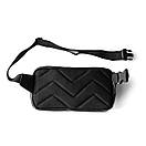 Поясна сумка (бананка) SHADOW через плече з еко шкіри гладкою чорна, фото 4