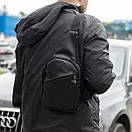 Мужская сумка слинг MOS нагрудная через плечо из экокожи черная молодежная повседневная, фото 4