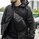 Мужская сумка слинг MOS нагрудная через плечо из экокожи черная молодежная повседневная, фото 5