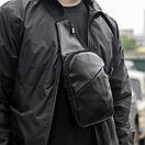 Мужская сумка слинг MOS нагрудная через плечо из экокожи черная молодежная повседневная, фото 6