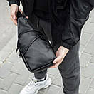 Мужская сумка слинг MOS нагрудная через плечо из экокожи черная молодежная повседневная, фото 2