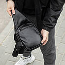 Мужская сумка слинг MOS нагрудная через плечо из экокожи черная молодежная повседневная, фото 3