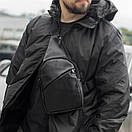 Мужская сумка слинг MOS нагрудная через плечо из экокожи черная молодежная повседневная, фото 7