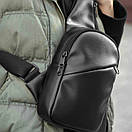 Мужская сумка слинг MOS нагрудная через плечо из экокожи черная молодежная повседневная, фото 10