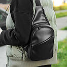 Мужская сумка слинг MOS нагрудная через плечо из экокожи черная молодежная повседневная, фото 9