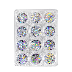 Набір блискіток для дизайну нігтів райдужні фігури 12 форм в упаковці (GC-24)