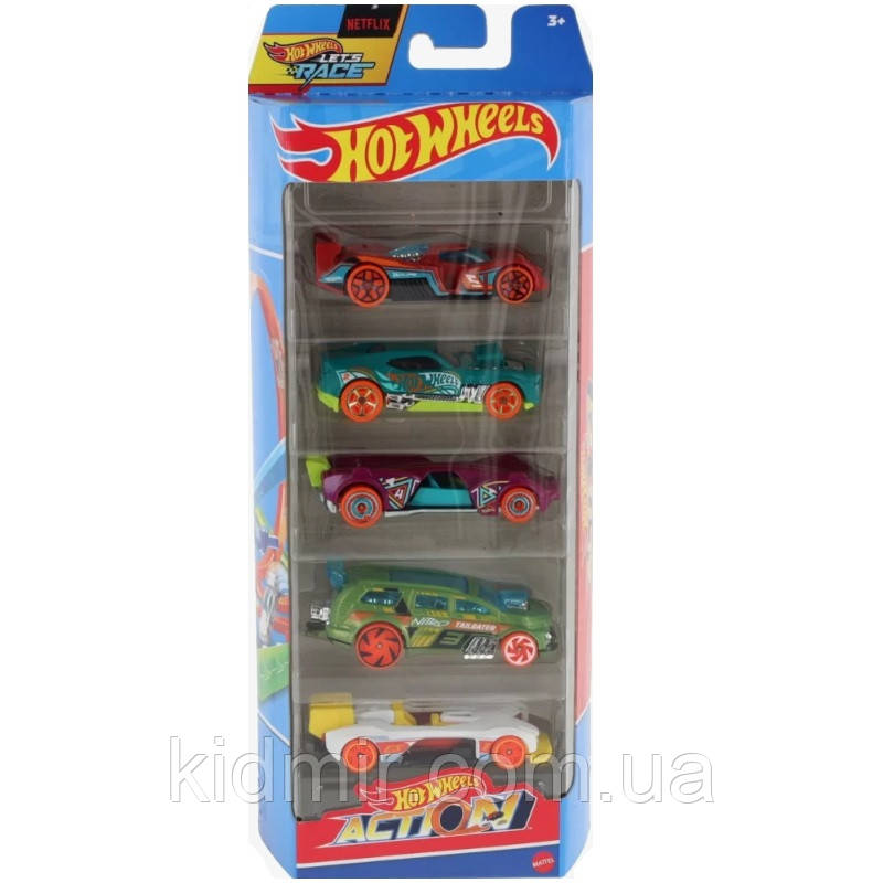 Набір машинок Хот Вілс 5 шт Hot Wheels Action HTV45, фото 1