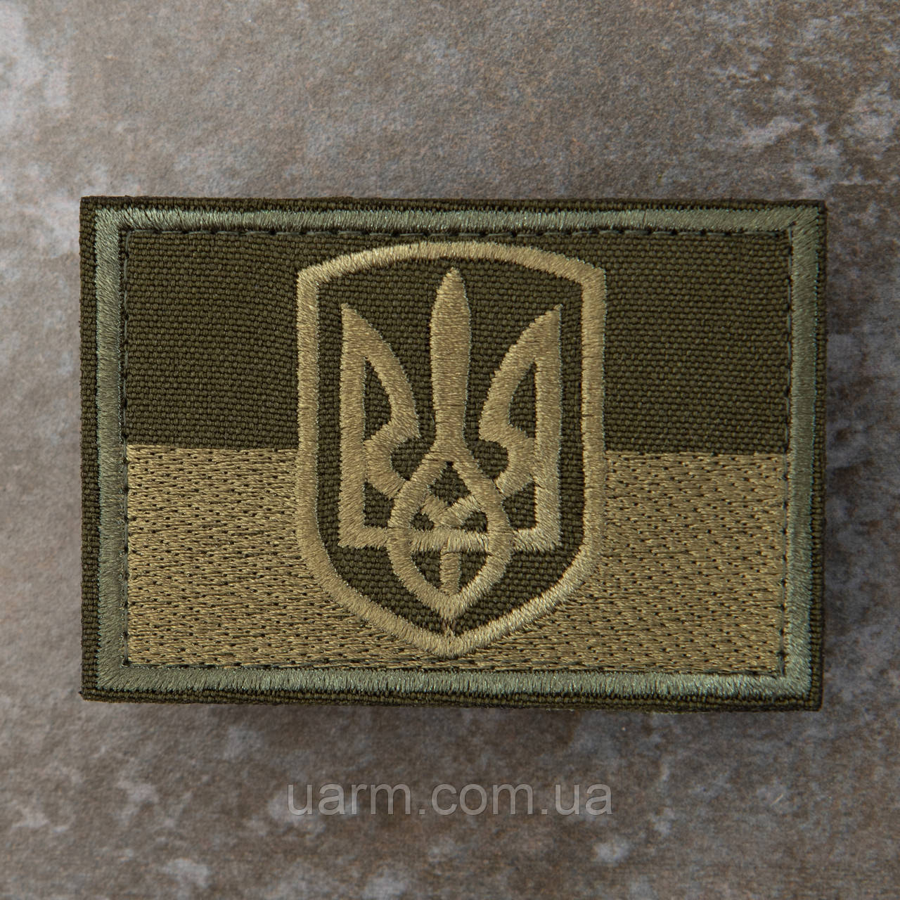 Шеврон прапор України з гербом широкий олива 7,5 х 5 см, фото 1