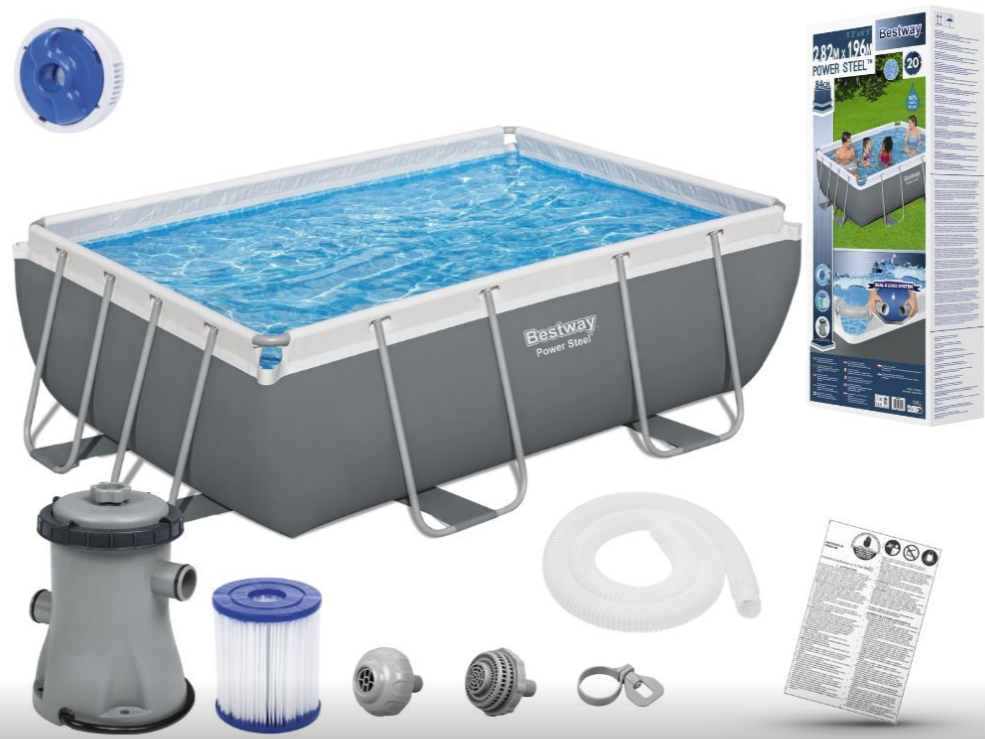 Басейн BestWay 56629 каркасний 282 х 196 х 84 см, фільтр - насос 1249 л/год, дозатор