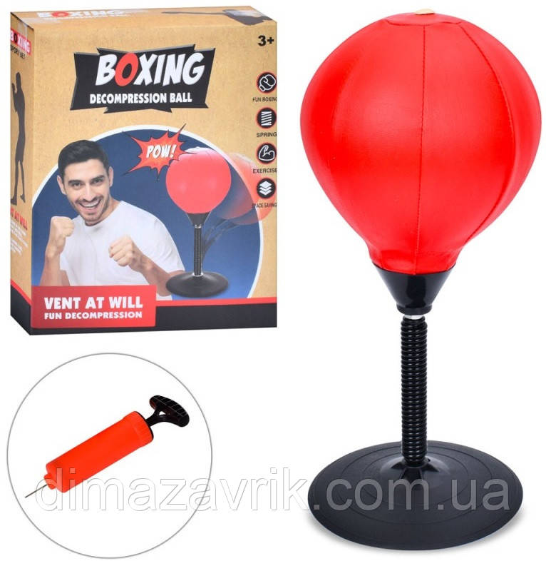 Боксерский набор Boxing MR 1245-2 R Настольная груша 18см, высота 36см, пружина металл, насос, в коробке