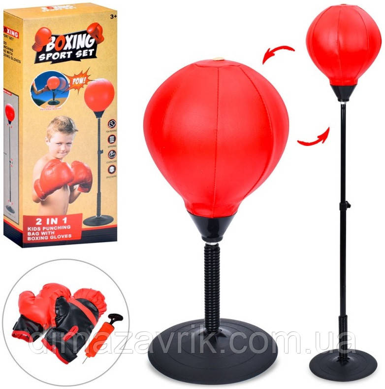 Боксерський набір 2в1 Boxing MR 1245-1 R Настільна груша 18 см висота 36 см, стійка 115 см, пружина, рукавички 2 шт.