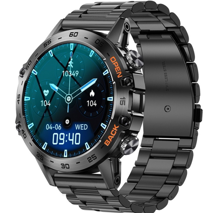 Металевий смарт-годинник Smart Delta K52 Black. Чоловічий круглий смарт-годинник