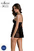 Пеньюар Passion KERRIA CHEMISE black, XXL/XXXL, мереживний верх, трусики в комплекті, фото 2
