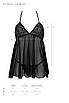 Пеньюар Passion KERRIA CHEMISE black, XXL/XXXL, мереживний верх, трусики в комплекті, фото 5