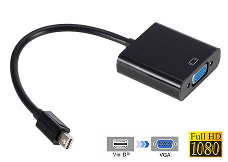 Перехідник адаптер Mini DisplayPort — VGA Black (3654), фото 1