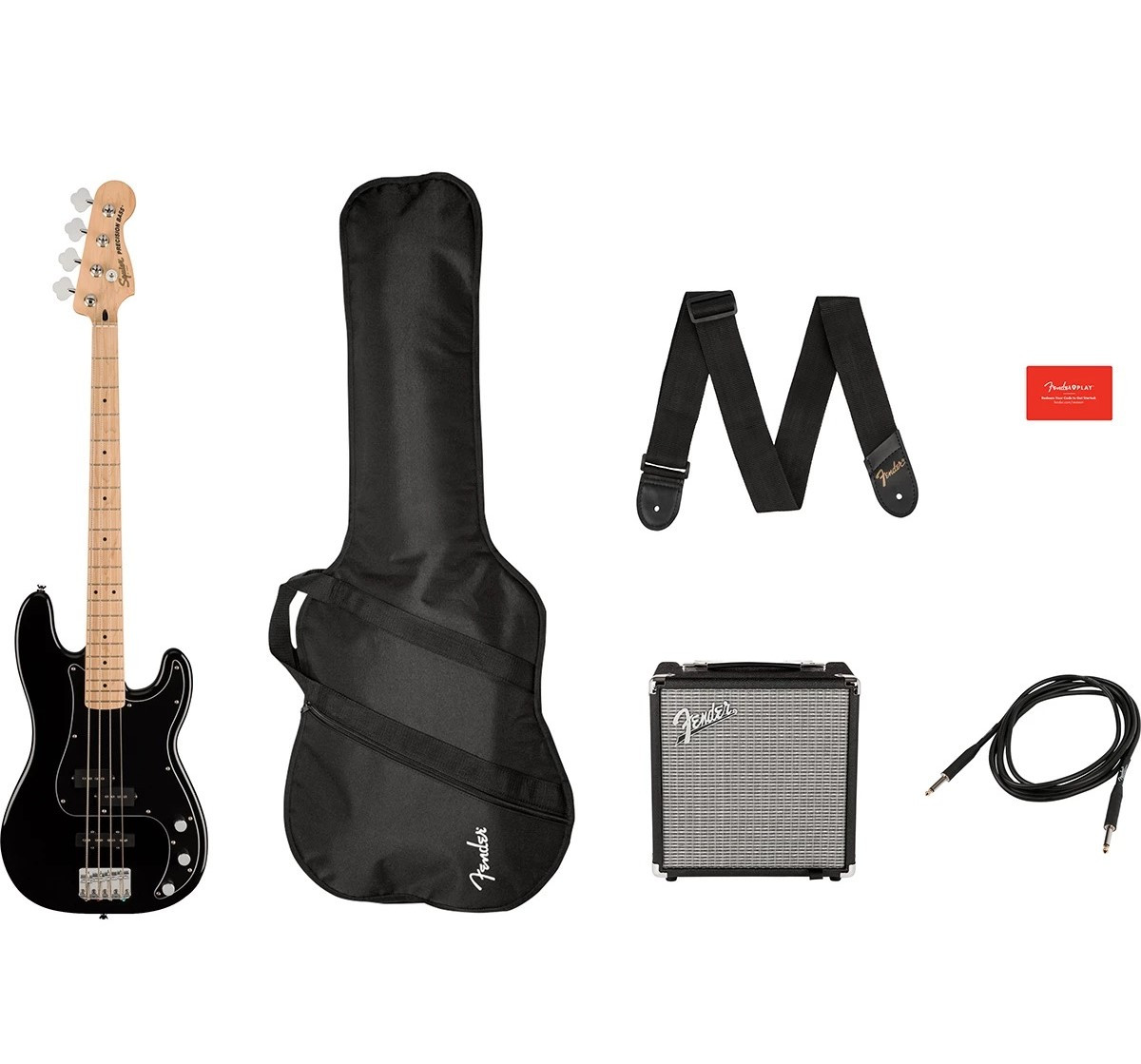 Гітарний набір з бас-гітарою SQUIER AFFINITY SERIES PJ BASS START PACK BLACK, фото 1