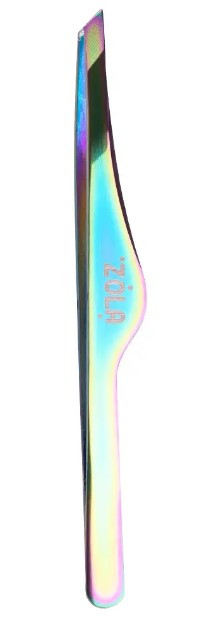 Пінцет скошений професійний для брів ZOLA RAINBOW