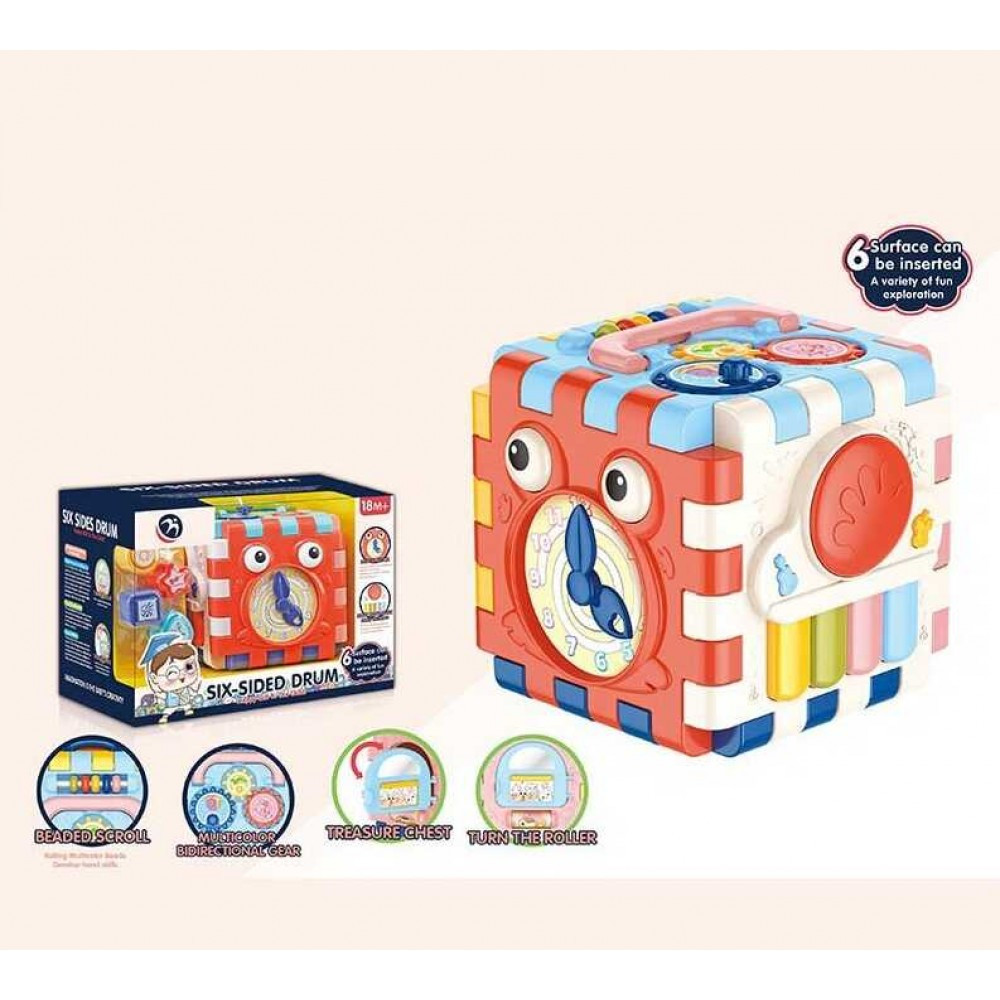 Куб музичний BM1001, на батарейках, підсвітка, мелодії, звуки тварин, сортер, фото 1