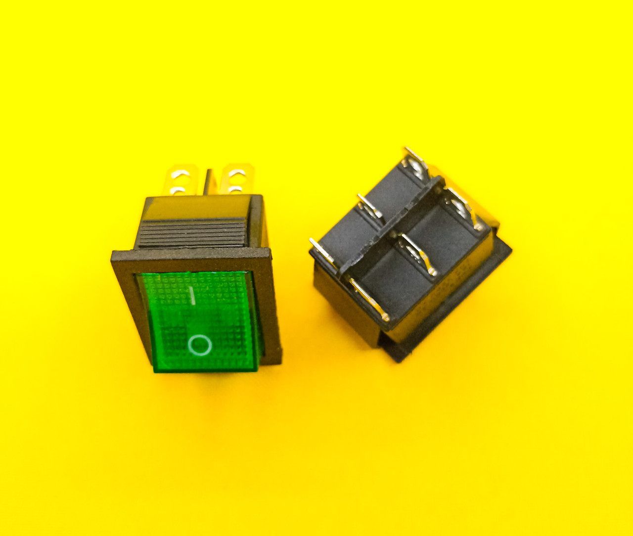 Кнопка-перемикач KCD4-202, 16A 250V, 6pin зелена, фото 1