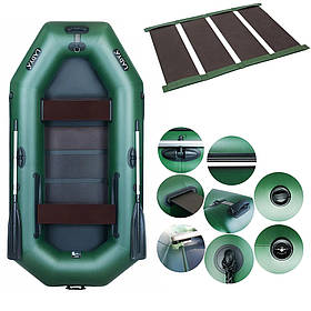 Надувний човен Тура 3-х місний. ЛТ-270ЕСБ зі слань-килимком. Човен для риболовлі на 3 осіб. Човен для трьох