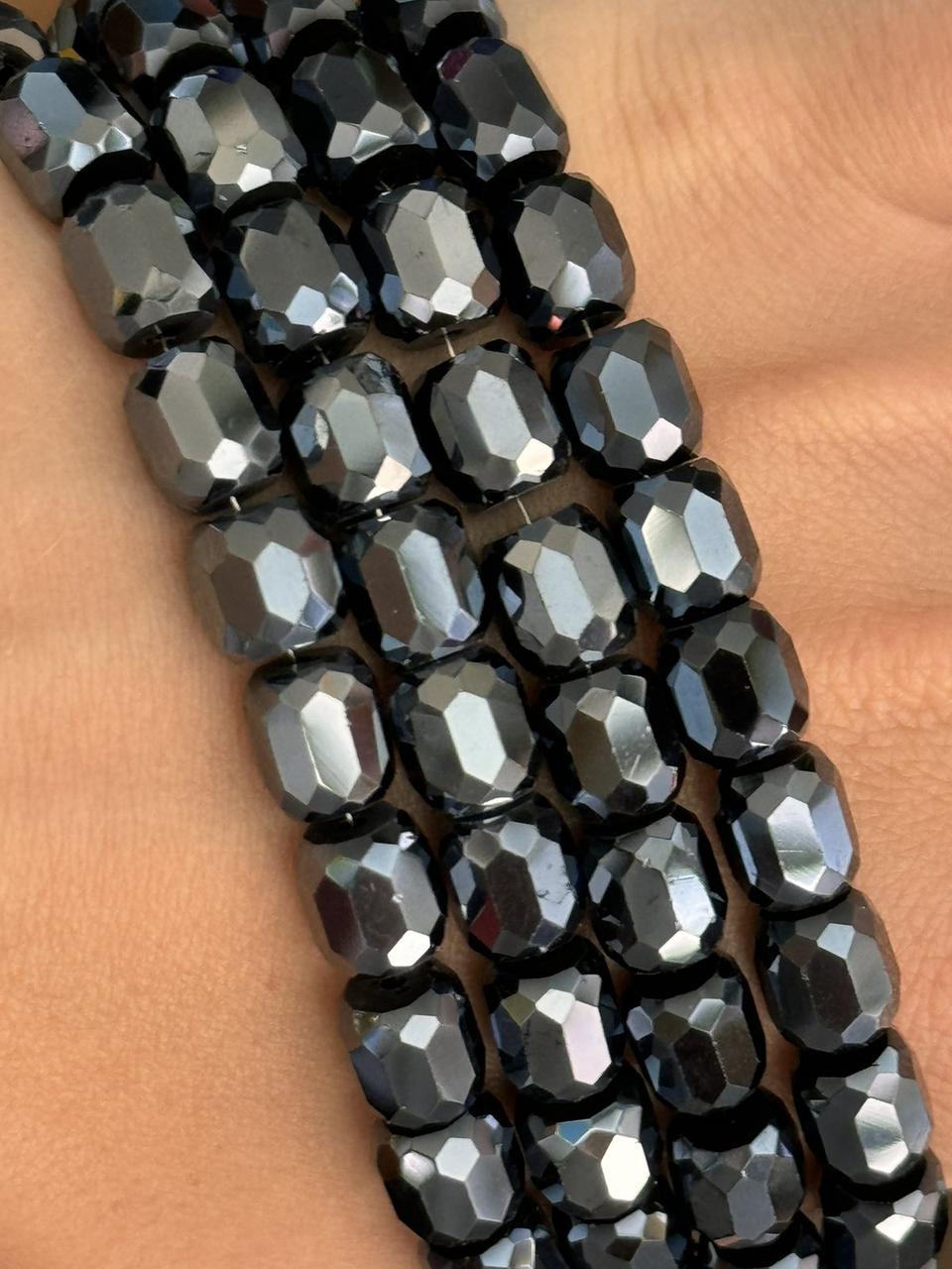 Бусины стекло цилиндр 7,5*8,5 мм цена указана за 15 штук,/цвет графит