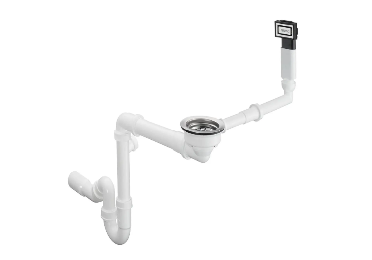 Сифон  Grohe, Hansgrohe  зі зміщенням, економить місце під кухонною мийкою