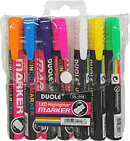 Крейдяні маркери для скла (набір 7 кольорів) Duole DL-208