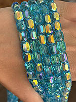 Бусины стекло цилиндр 7,5*8,5 мм    цена указана за 15  штук,/ цвет бирюза АБ
