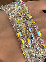 Бусины стекло цилиндр 7,5*8,5 мм    цена указана за 15  штук,/ цвет прозрачное стекло АБ