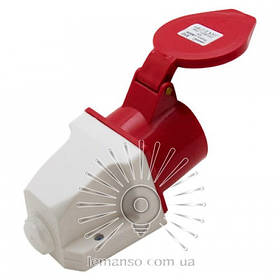 Гніздо стаціонарне Lemanso LM2038 (ГС) 32А/5п з заземленням та захистом IP44 червоне