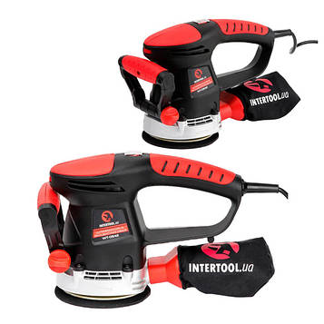 Шліфмашина ексцентрикова, 480 Вт, 4000-14000 об/хв, 125 мм, хід ексцентрика 2.3 мм. INTERTOOL WT-0542