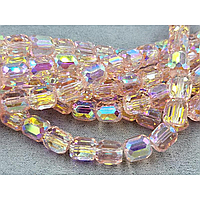 Бусини скло циліндр 7,5*8,5 мм ціна вказана за 15   штук, колір рожевий з АБ