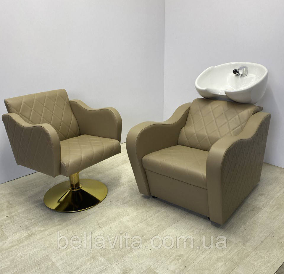 Комплект перукарських меблів Кетрін Стронг бежева обивка