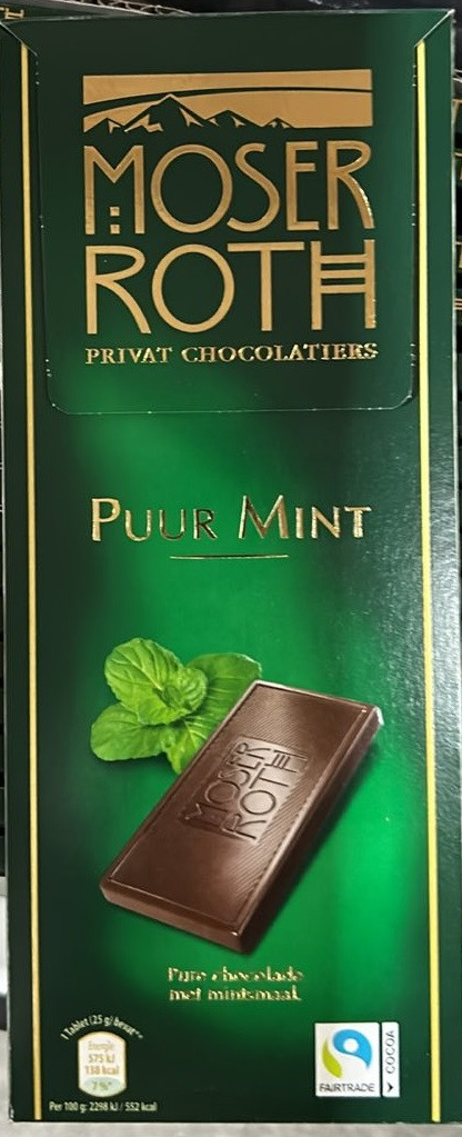 Шоколад Чорний М'ята Мозер Рот Moser Roth Minze Mint 125 г Німеччина