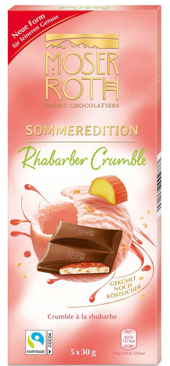 Шоколад Молочний з Начинкою Пиріг з Ревенем Moser Roth Chocolat Vollmilch Rhabarber Crumble 150 г Німеччина, фото 1