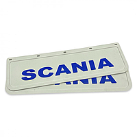 Бризговик на крило з синім написом "SCANIA" Білий (600X180), комплект
