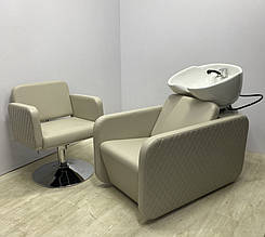Комплект перукарських меблів Ванесса обивка молочна