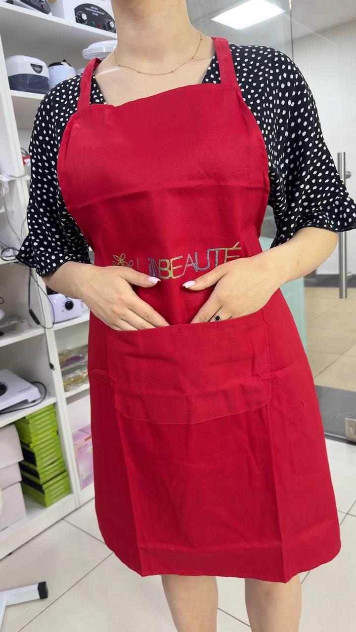 Фартух перукарський лляний Lilly Beaute, червоний