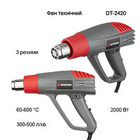 Фен технiчний, 2000 Вт, 60-600°С, 300-500 л/хв, 3 режими INTERTOOL DT-2420