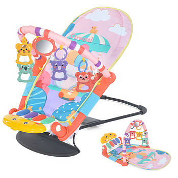 Килимок-шезлонг для малюків з іграшками та м'якими дугами 608-92-93 Килимок, що розвиває