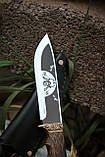 Ніж ручної роботи «Льотчик #1» зі шкіряними піхвами нескладний 95х18/58 HRC., фото 2