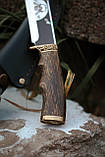 Ніж ручної роботи «Льотчик #1» зі шкіряними піхвами нескладний 95х18/58 HRC., фото 3