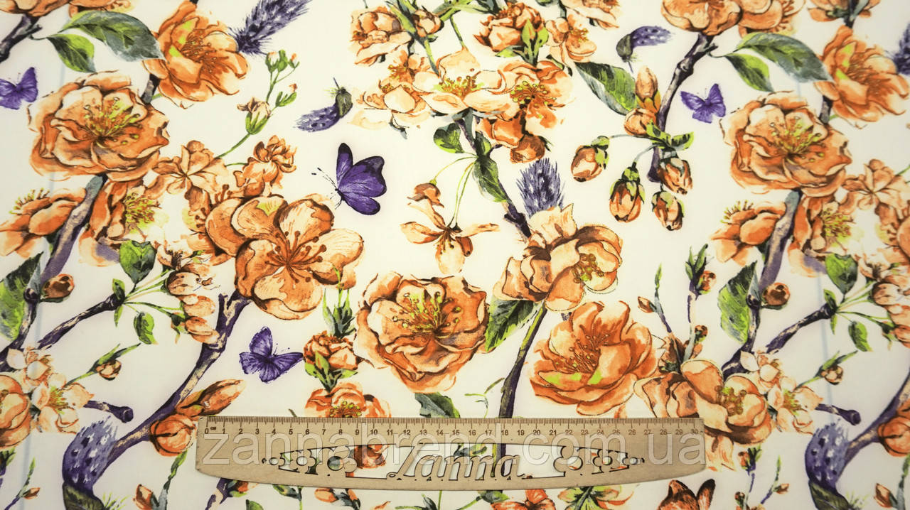 Тканина супер-софт колір молочний "Літній день", фото 1